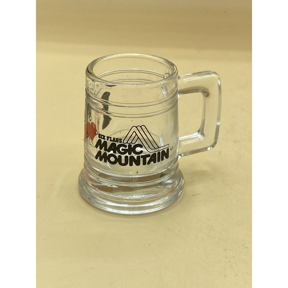 Six Flags Magic Mountain CA Amusement Park Clear Glass Shot Glass Mini Stein